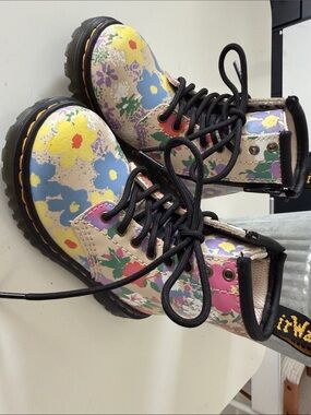 Dr. Martens Toddler Combat Boots in Yellow, Blue & Pink
